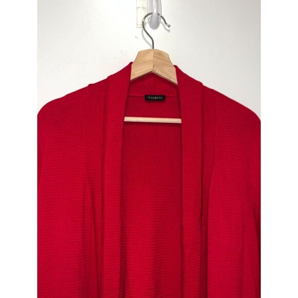Talbots Red Open Front Cotton Blend Cardigan Sweater Women's Size Large - Picture 2 of 9